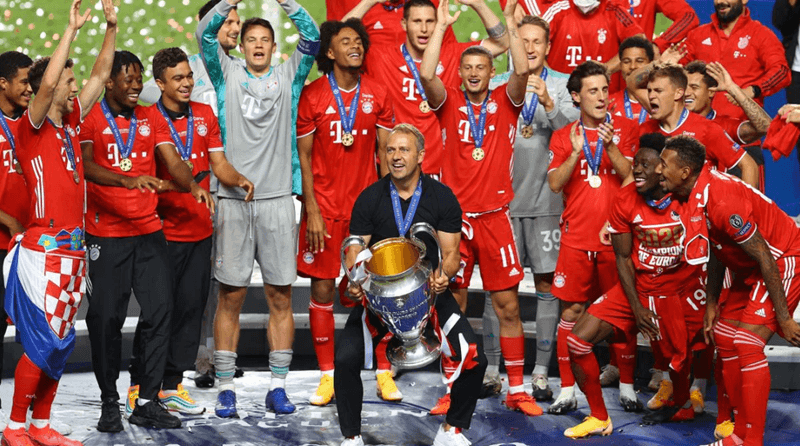 Đội hình Bayern Munich thăng hoa rực rỡ năm 2020 với cú ăn 6 (Sextuple) vô tiền khoáng hậu, khẳng định sức mạnh hủy diệt trên toàn cầu.