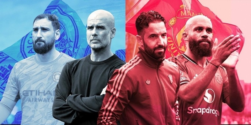 Sắc đỏ và xanh nhuộm kín khán đài, khẳng định vị thế thống trị của thành phố Manchester tại Premier League.